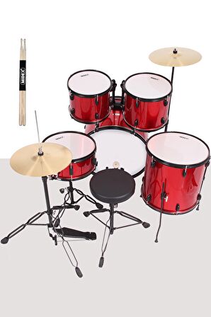 Midex CD900X-RD 22'' Yetişkin Akustik Bateri Davul Seti 22B-13T-12T-16F-14S (5 Parça)